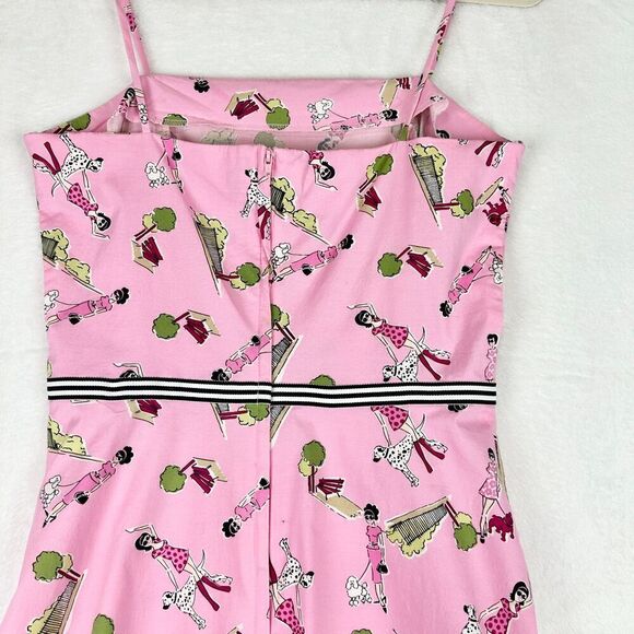 Vintage Byer Too Dog Park Mini Dress Size 9 Modern 4 Pink Retro Bow Detail - Picture 6 of 9